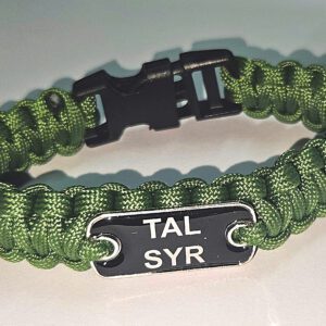 Paracord Bracelet OD Green with mini tag TAL SYR.